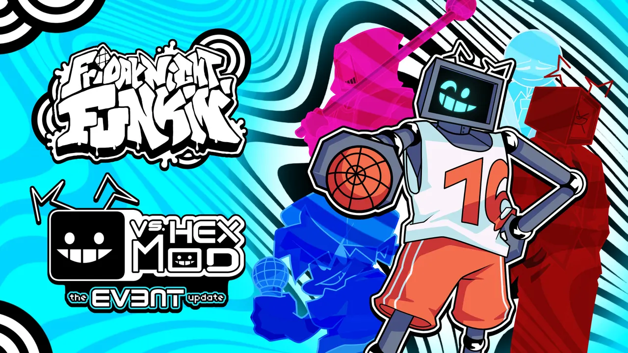 Event Update key art featuring Hex in front of multicoloured cast silhouettes